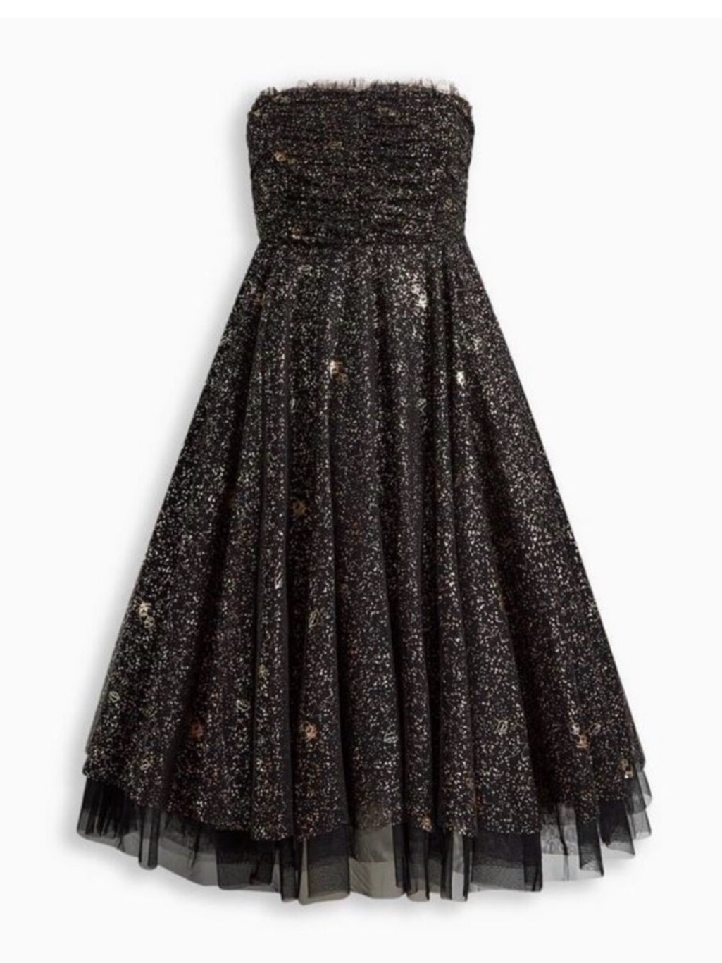 Betsy Johnson For Torrid Strapless Black Glitter A-Line Dress With Tulle